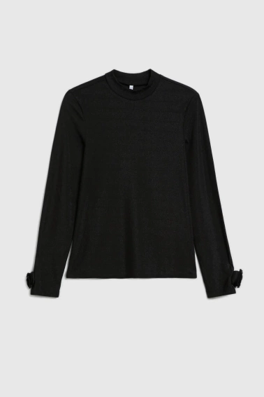 Bluzka z ozdobnymi rękawami czarna