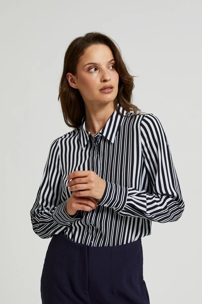 Koszula w paski z długimi rękawami czarna