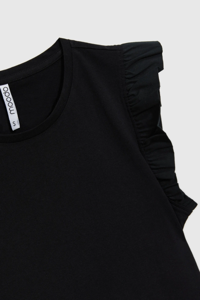 Bluzka z falbankami na ramionach czarna