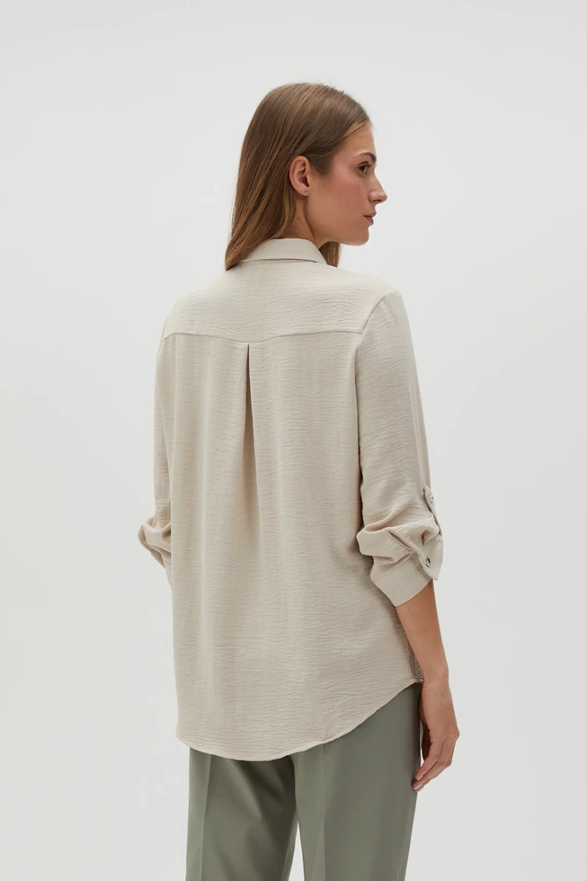 Koszula z ozdobymi guzikami beżowa