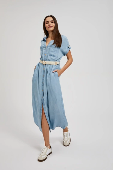 Sukienka lyocell o długości midi błękitna 