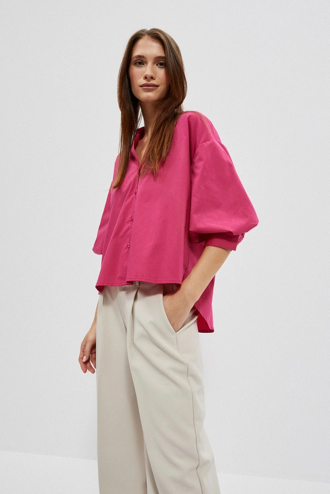Koszula z bufiastymi rękawami różowa