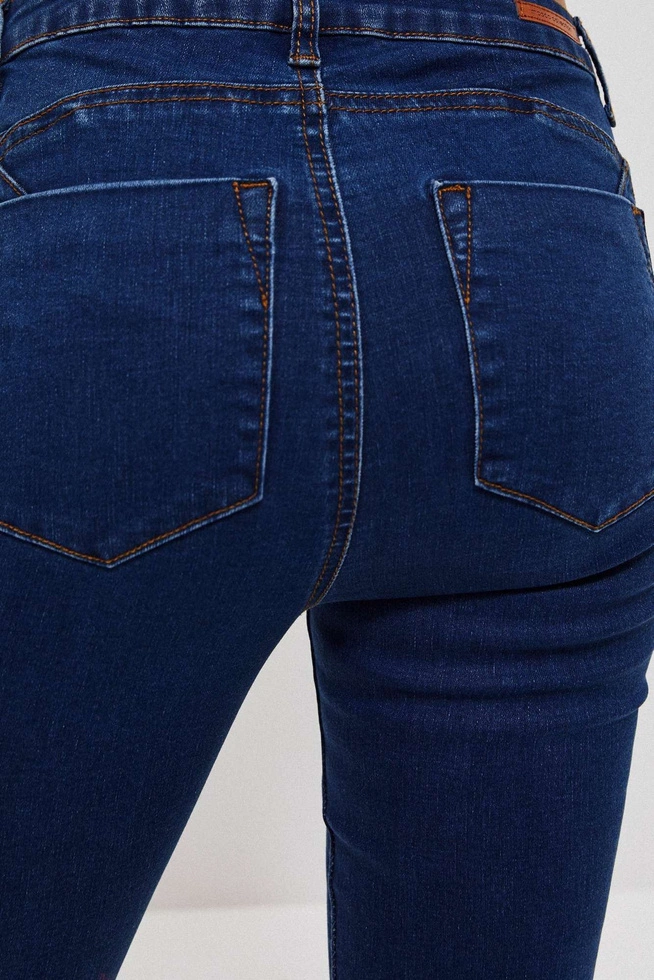 Jeansy push up z guzikami ciemnoniebieskie
