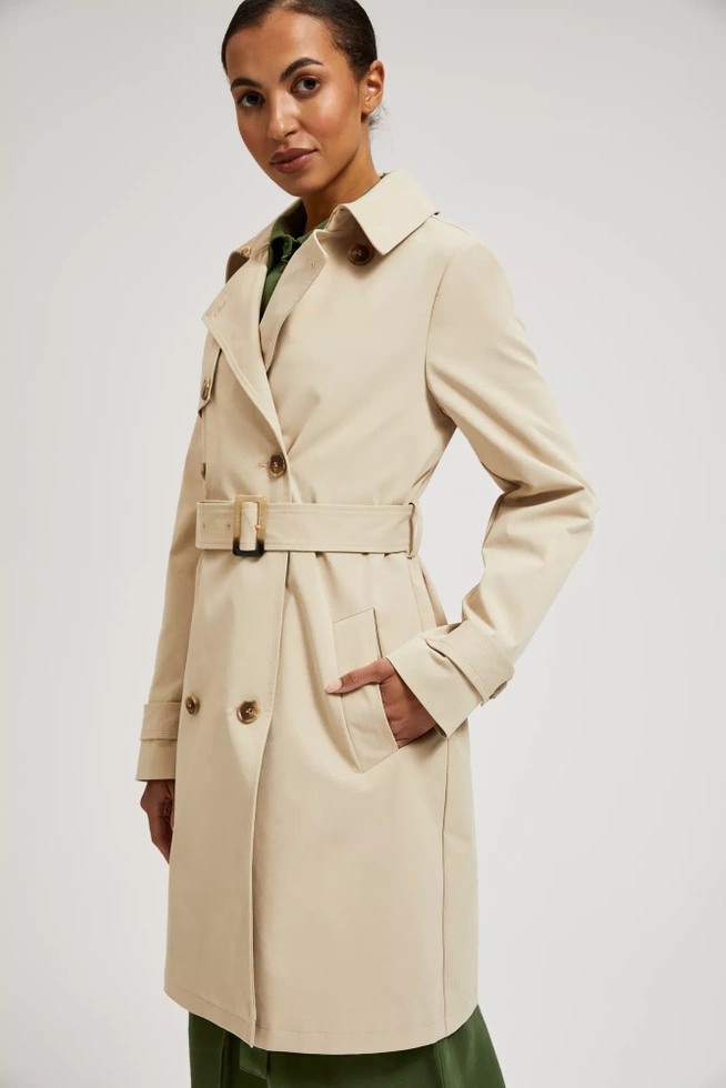 Trencz z paskiem beżowy