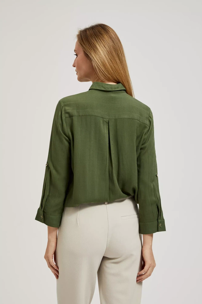 Koszula z kieszeniami i długimi rękawami khaki