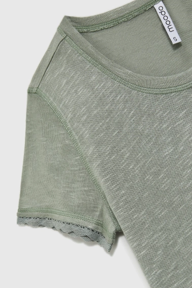 Bluzka z krótkimi rękawami oliwkowa 