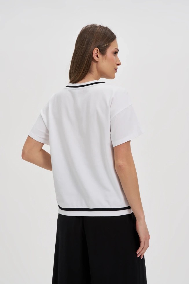 Bawełniana bluzka z dekoltem w serek biała