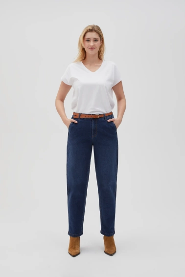 Jeansy z prostymi nogawkami i z paskiem niebieskie