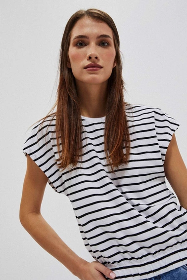 T-shirt w paski biało czarny
