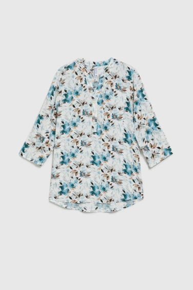 Wiskozowa koszula z kwiatowym wzorem zielona
