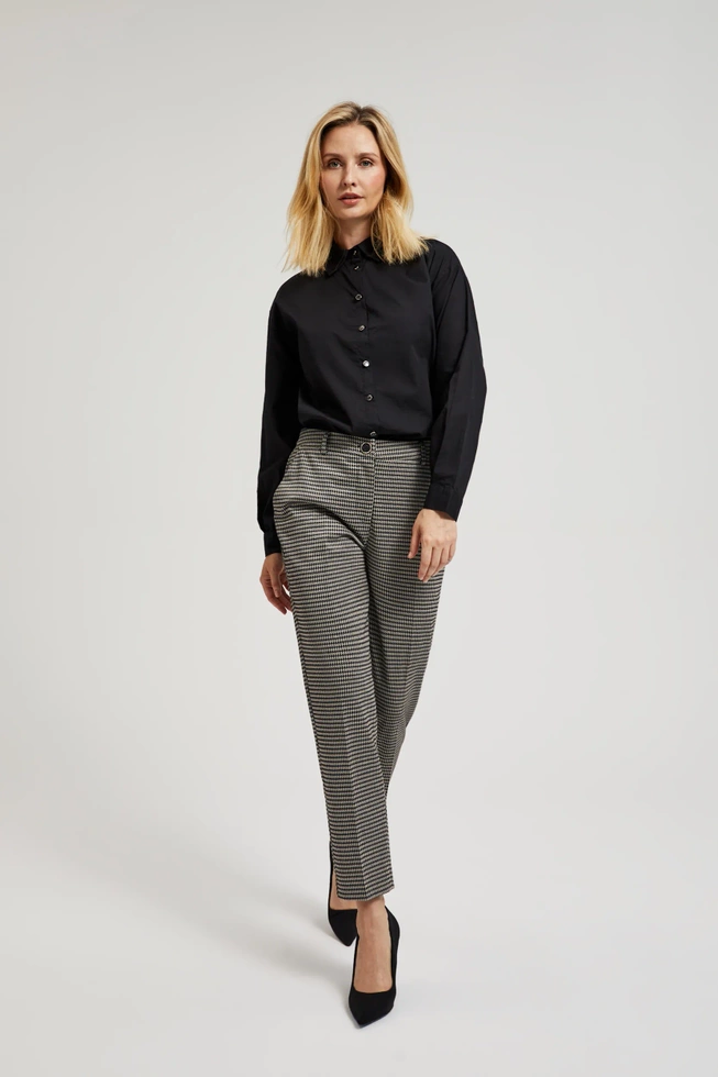 Eleganckie spodnie w pepitkę beżowe