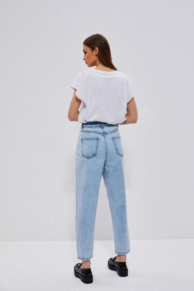 Jeansy mom fit z kieszeniami błękitne