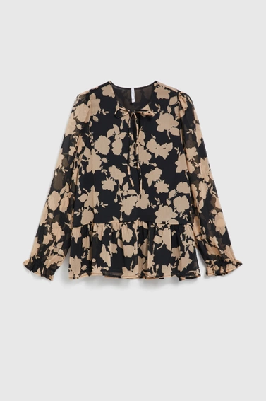 Koszula z beżowym wzorem czarna 