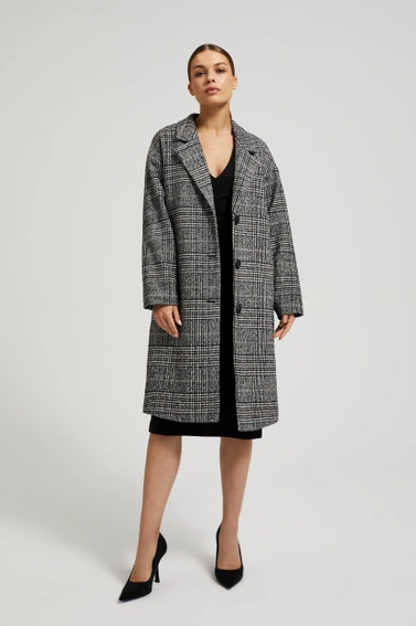 Płaszcz oversize w kratę czarny
