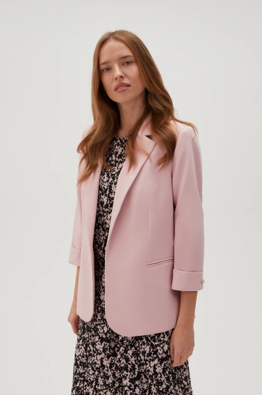 Marynarka z rękawami 3/4 różowa