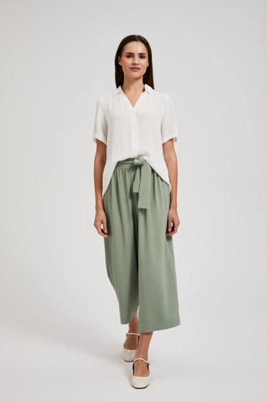 Spodnie kuloty z wiązaniem oliwkowe