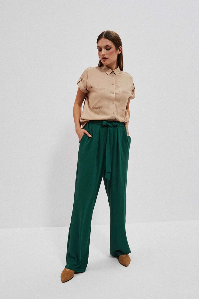 Spodnie z szerokimi nogawkami malachitowe