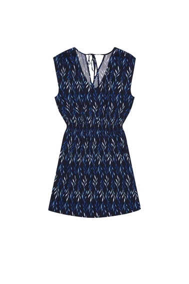 Wzorzysta sukienka z wiskozy granatowa
