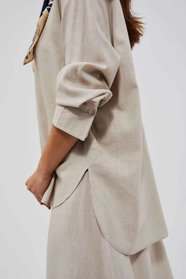 Lniana koszula ciemnobeżowa