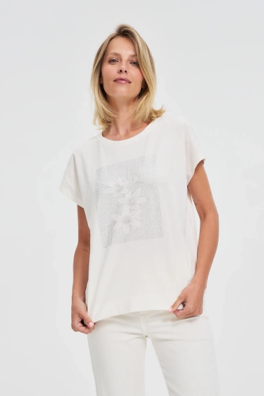 Bawełniana bluzka z nadrukiem biała