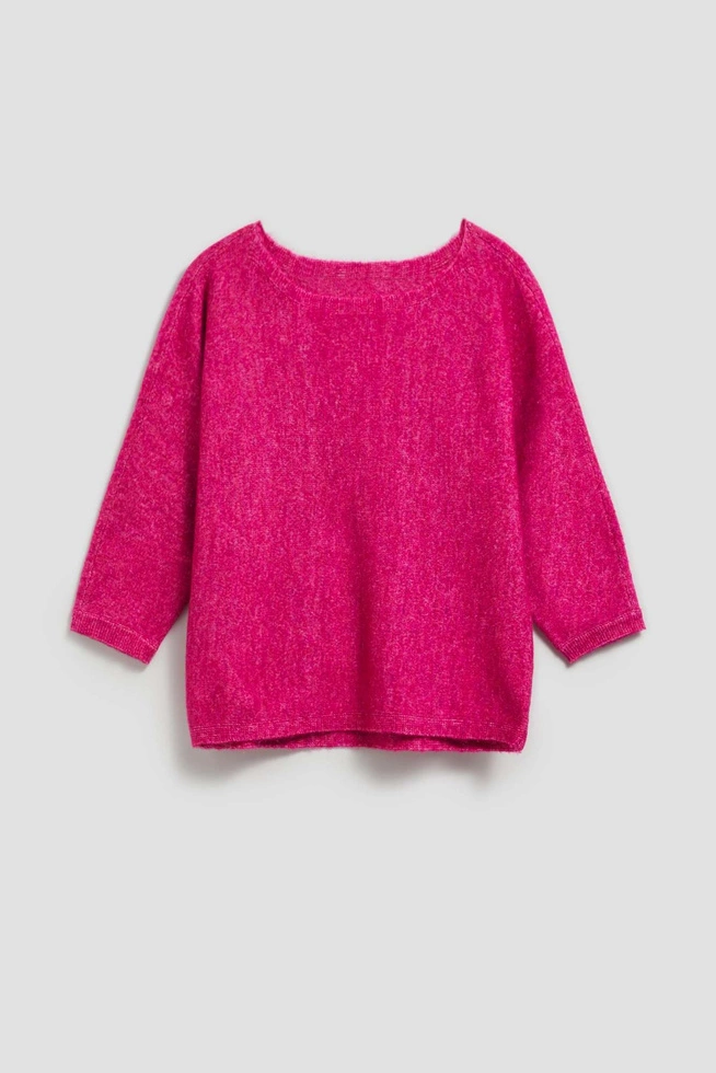 Sweter z rękawem 3/4 fuksjowy