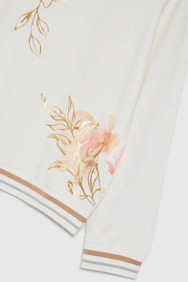 Bawełniana bluzka z nadrukiem biała