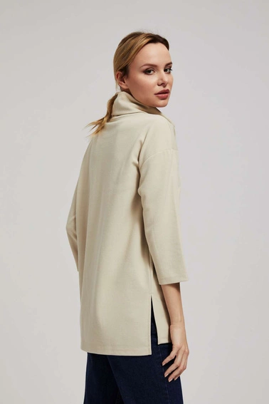 Bluza z szerokim golfem piaskowa