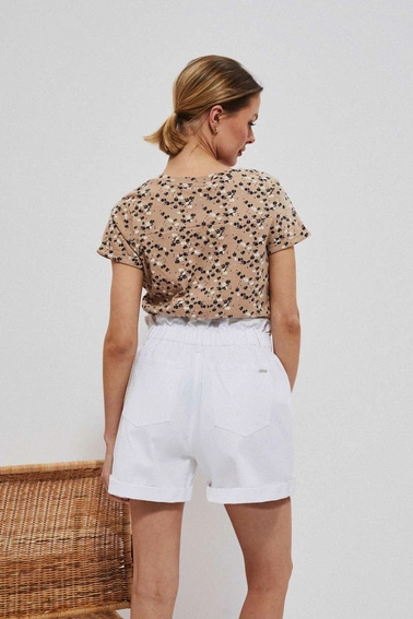 Bluzka z drobnym kwiatowym printem karmelowa