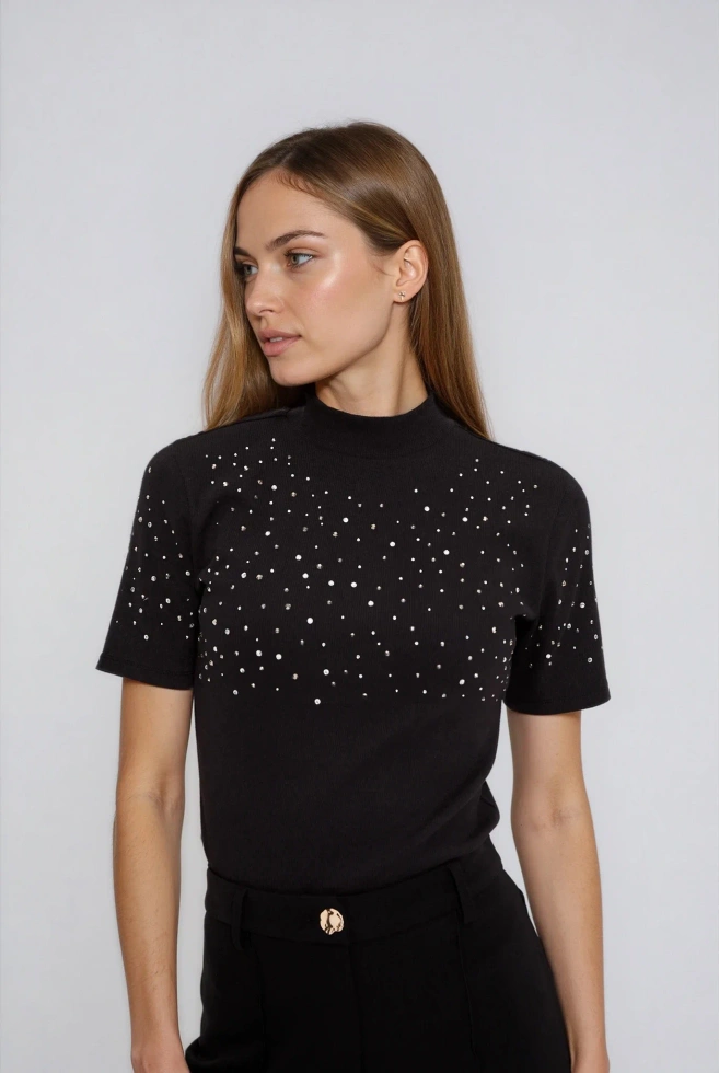 Sweter z krótkimi rękawami czarny