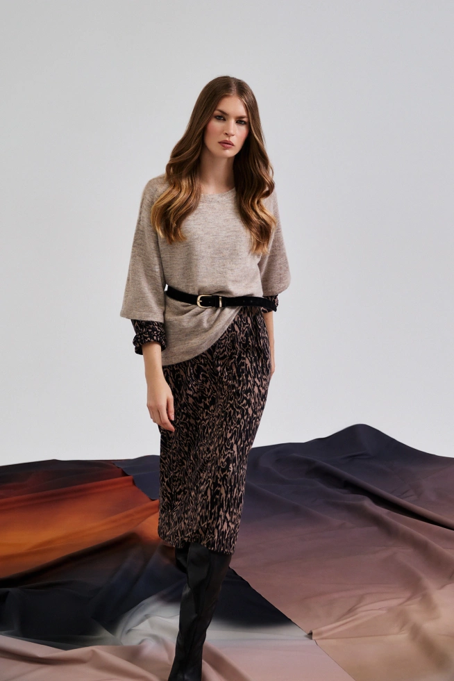 Sukienka midi brązowa