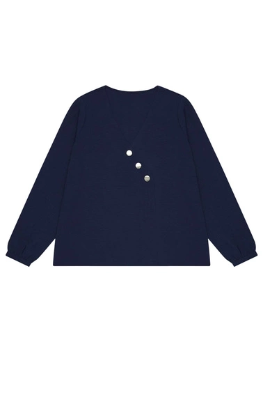 Koszula z ozdobnymi guzikami granatowa