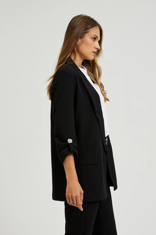Marynarka z ozdobnymi guzikami na rękawach czarna