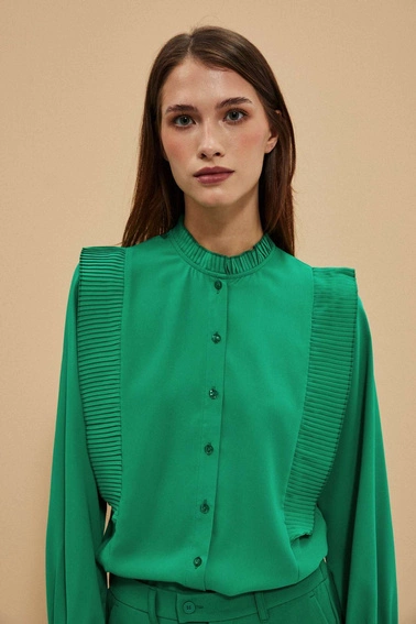 Koszula z plisowaniem zielona