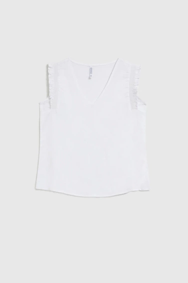 Koszula z falbaną na ramionach biała