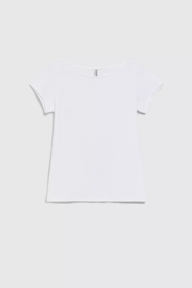 T-shirt z okrąłym dekoltem i krótkimi rękawami biały