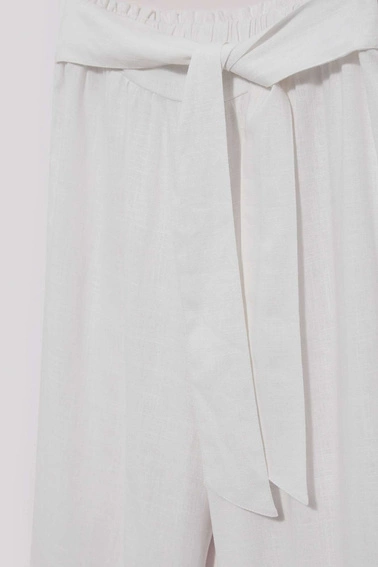 Lniane spodnie z szeroką nogawką