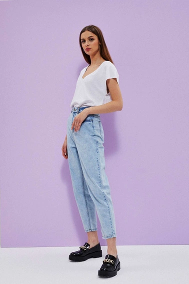 Jeansy mom fit z kieszeniami błękitne