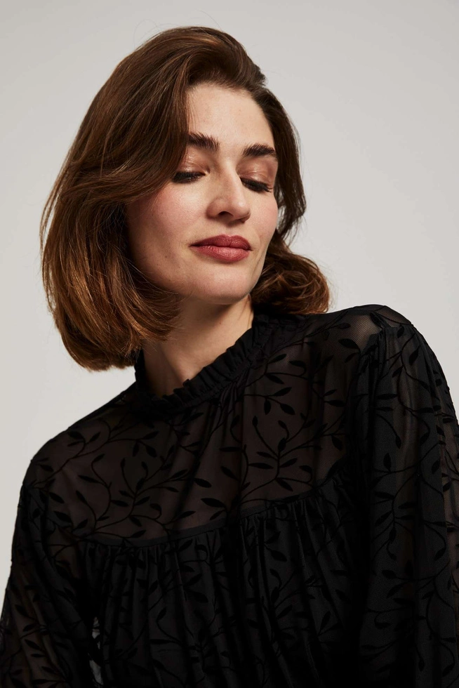 Koszula z bufiastymi rękawami czarna