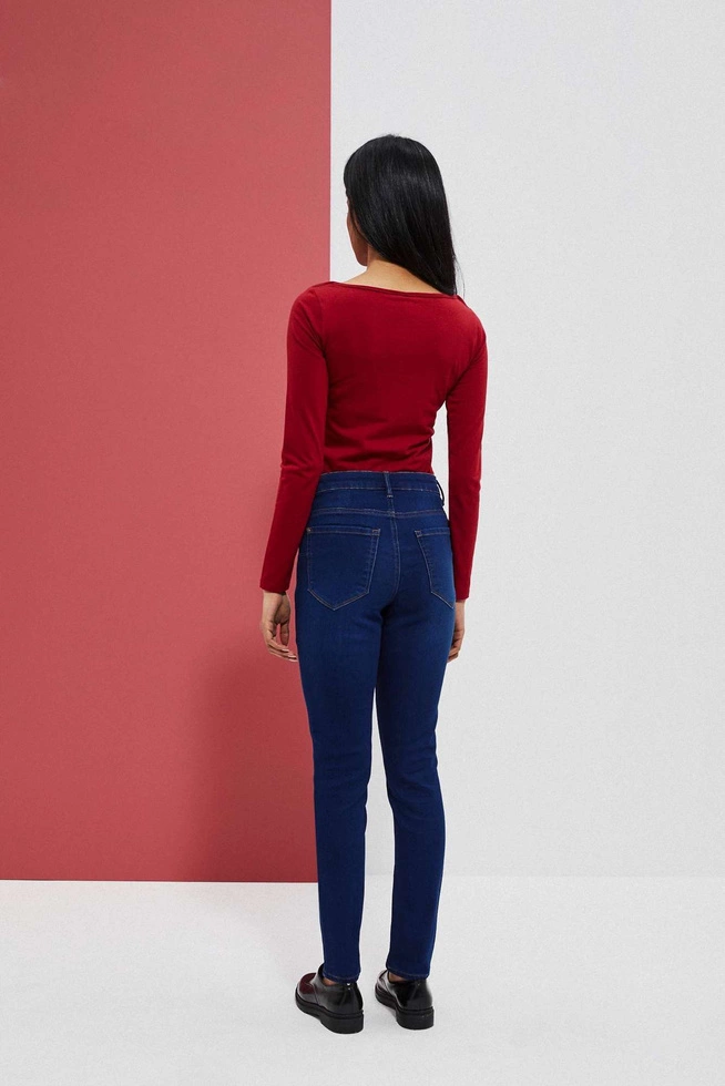 Jeansy skinny zapinane na guzik i zamek ciemnoniebieskie