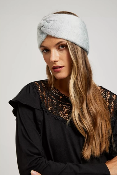 Ciepła dzianinowa opaska na głowę szara