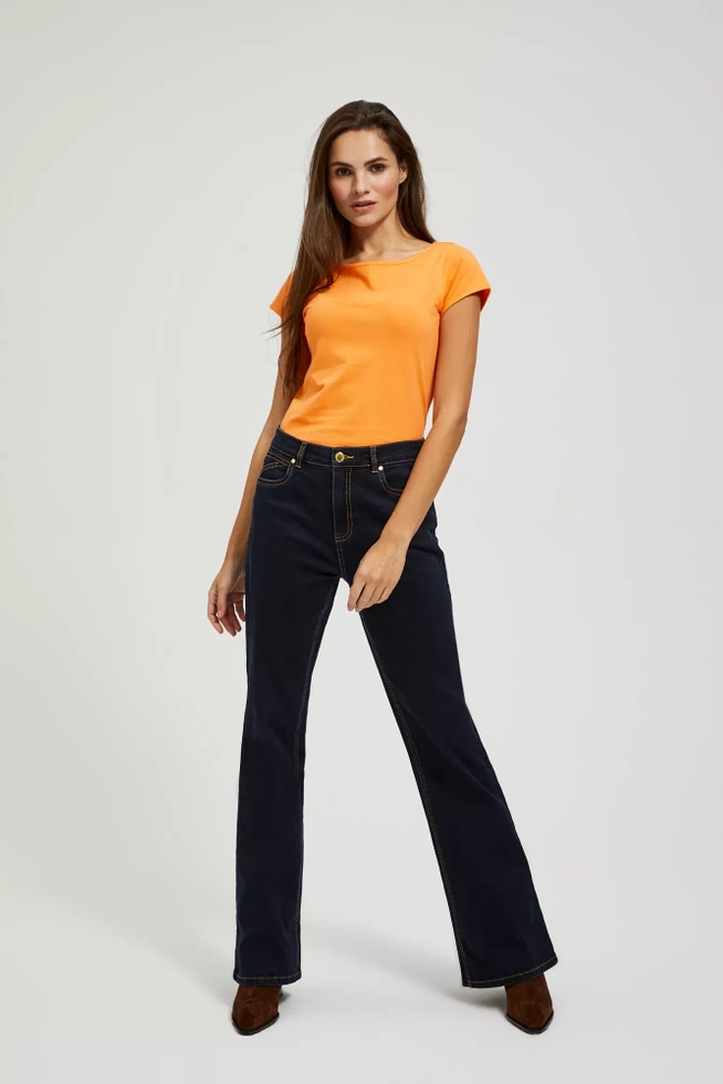 Bawełniany t-shirt bez wzorów pomarańczowy