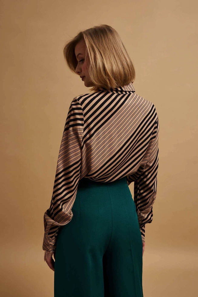 Koszula w paski ciemnobeżowa