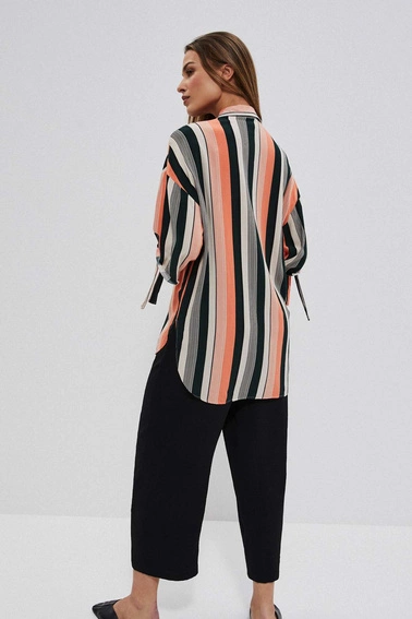 Wzorzysta koszula z wiskozy piaskowa