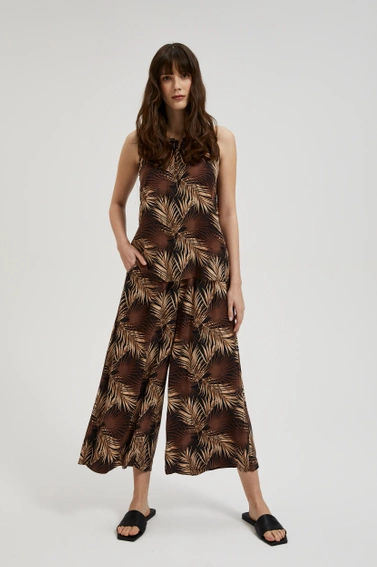 Wiskozowy komplet w tropikalny wzór brązowy