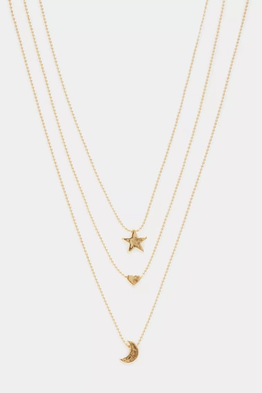 Kaskadowy naszyjnik z zawieszkami w kolorze złotym