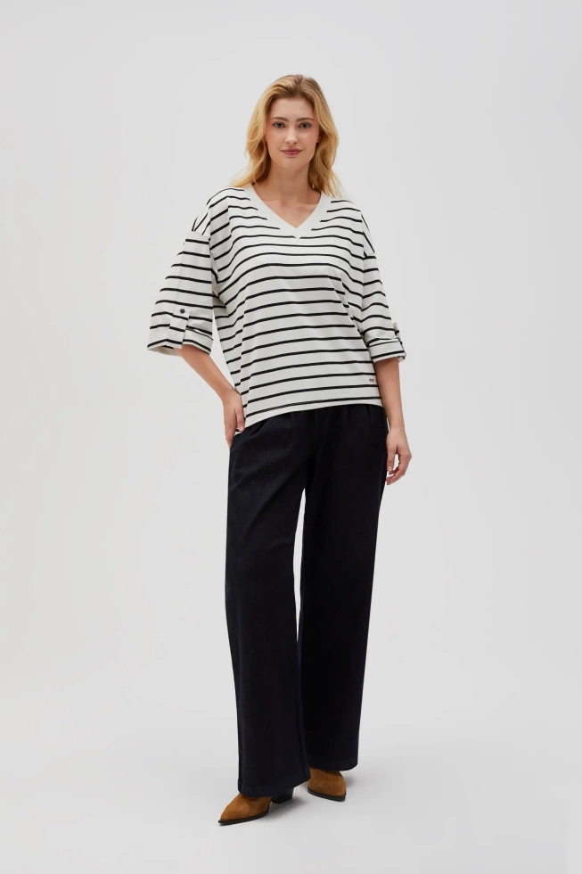 Bluza oversize w paski biało-czarna