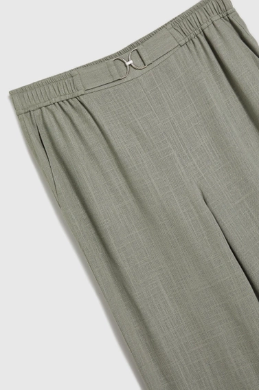 Wiskozowo-lniane spodnie oliwkowe