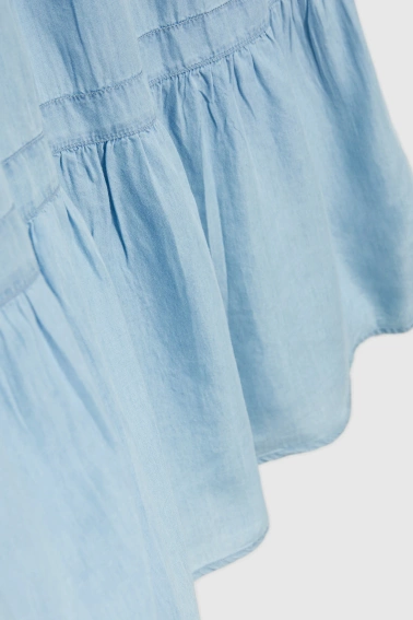 Sukienka midi z lyocell błękitna