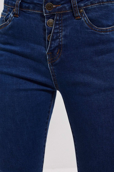 Jeansy push up z guzikami ciemnoniebieskie