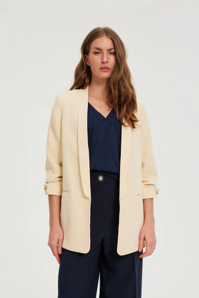 Marynarka z marszczonymi rękawami żółta